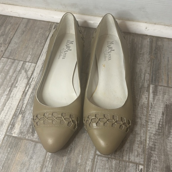 Grey/Tan Maria Sharapova by Cole Haan Laced Ballet Flats Size 8 - Picture 2 of 7